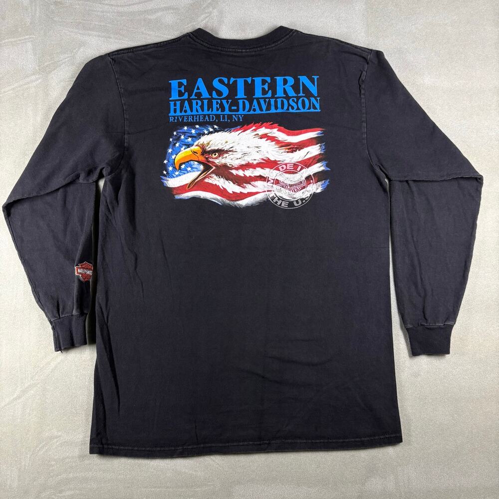 Harley Davidson Eastern Harley Riverhead NY Eagle Pocket Long‎ Sleeve T Shirt L